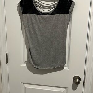 Gray & Black Cut-Out Tshirt